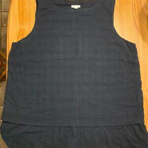 J.Jill Navy double layer 100 cotton gauze flounce hem top